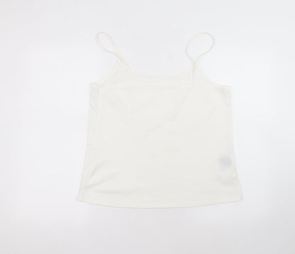 Matalan Womens White  Polyester Basic T-Shirt Size 16 Round Neck