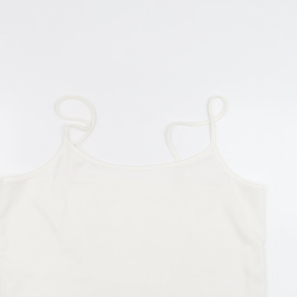 Matalan Womens White  Polyester Basic T-Shirt Size 16 Round Neck