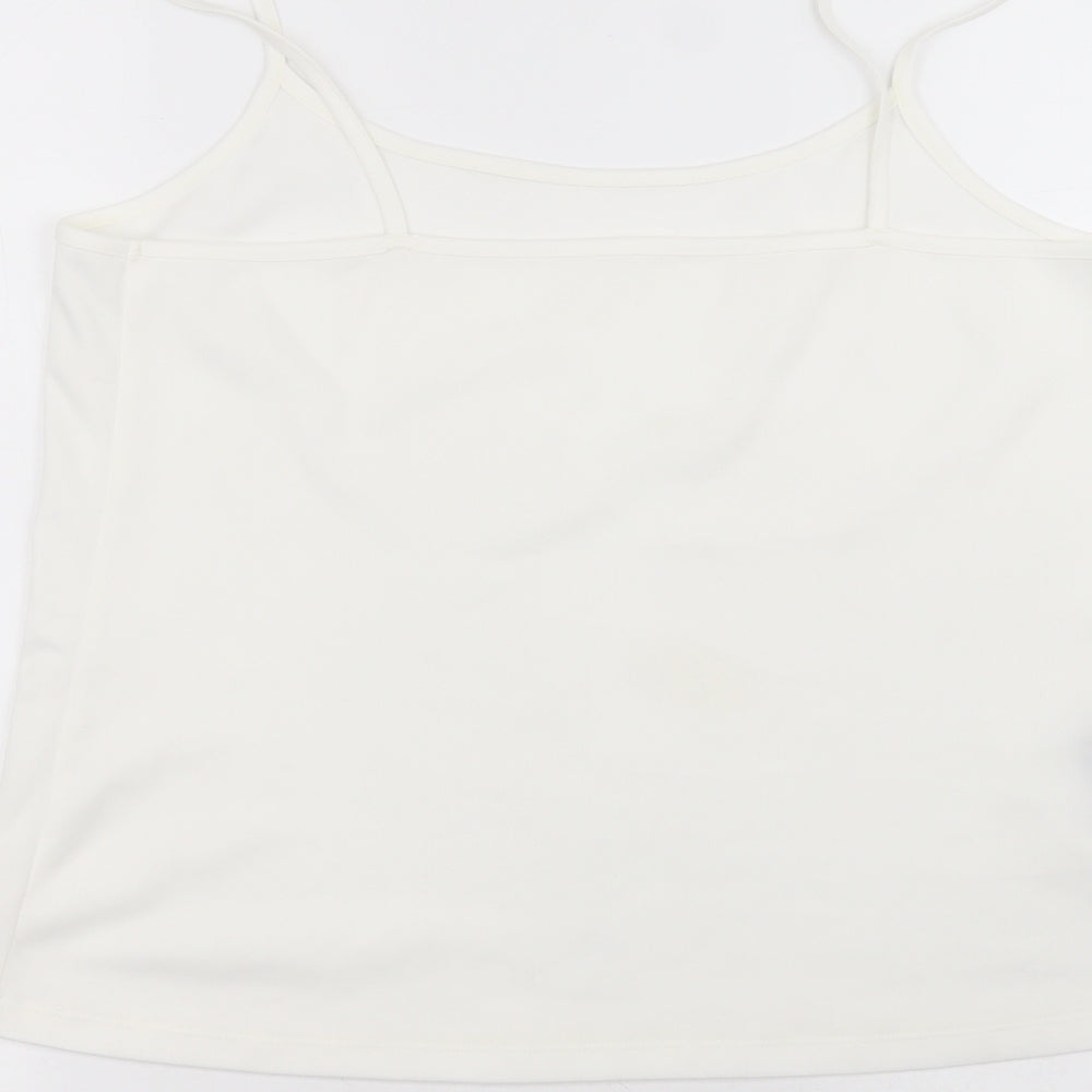 Matalan Womens White  Polyester Basic T-Shirt Size 16 Round Neck