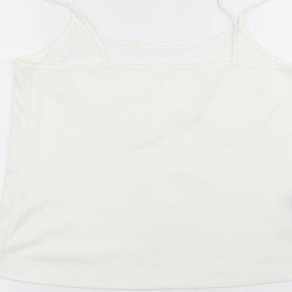 Matalan Womens White  Polyester Basic T-Shirt Size 16 Round Neck