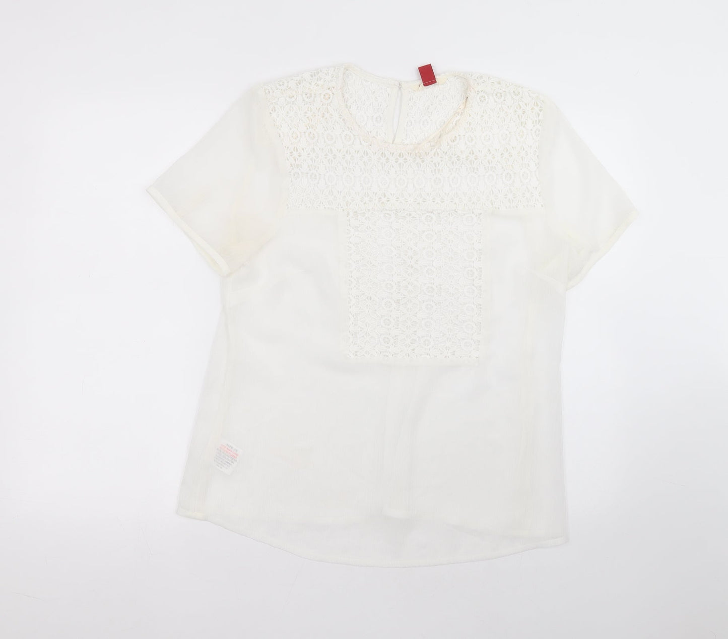 falmer Womens White  Polyester Basic T-Shirt Size 16 Round Neck