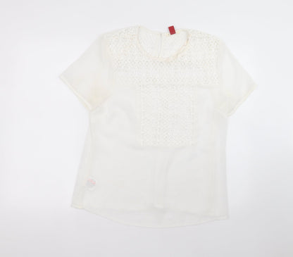 falmer Womens White  Polyester Basic T-Shirt Size 16 Round Neck