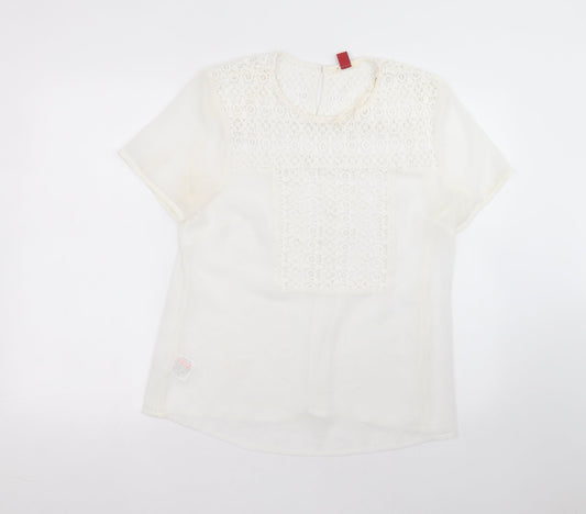 falmer Womens White  Polyester Basic T-Shirt Size 16 Round Neck