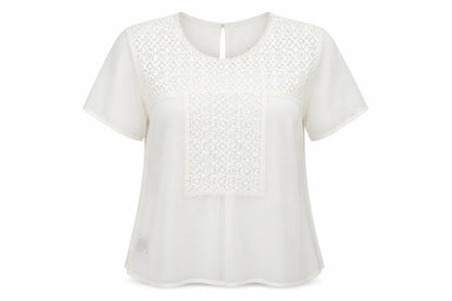 falmer Womens White  Polyester Basic T-Shirt Size 16 Round Neck