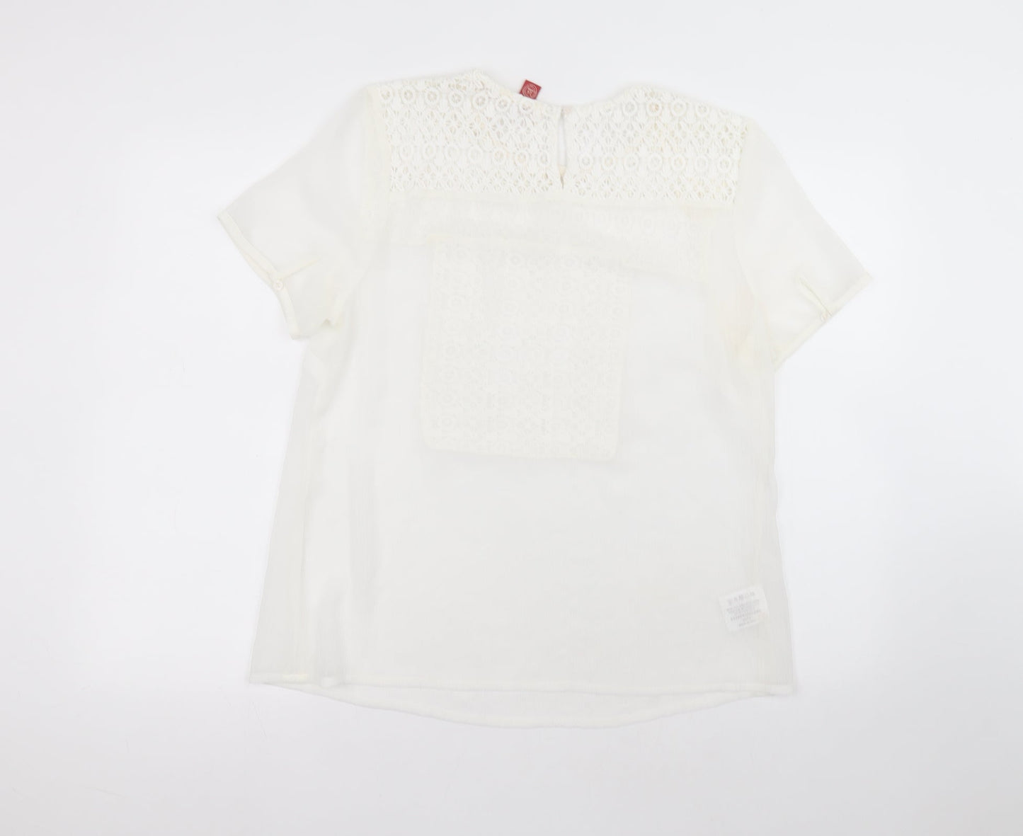 falmer Womens White  Polyester Basic T-Shirt Size 16 Round Neck