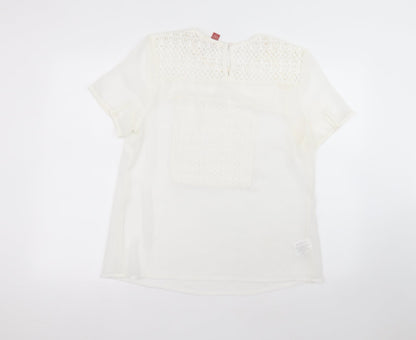 falmer Womens White  Polyester Basic T-Shirt Size 16 Round Neck