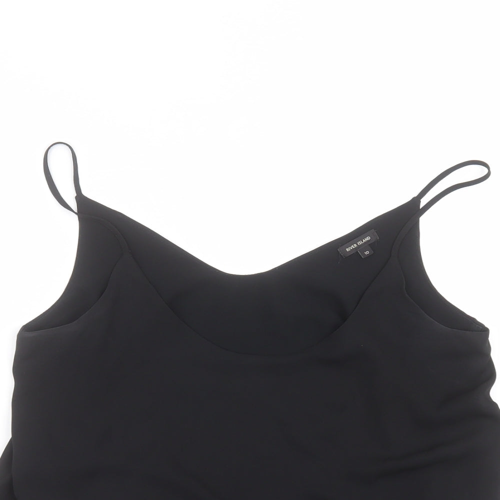 Womens UK Size 10 River Island Black Basic T-Shirt