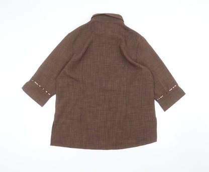 Classics Womens Brown  Polyester Basic Button-Up Size 16 Collared