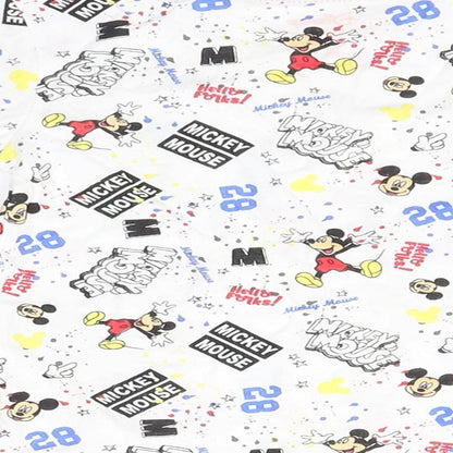 Disney Baby White Geometric Cotton Basic T-Shirt Size 12-18 Months Round Neck  - Mickey Mouse