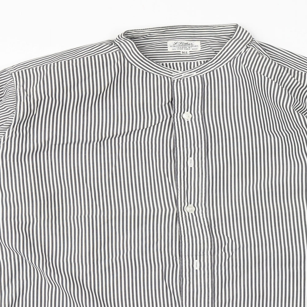 Mens UK Size 16 Preworn White  Button-Up Long Sleeve Casual Shirt