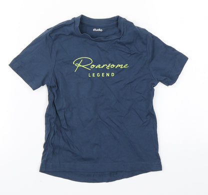 Studio Girls Blue  Cotton Basic T-Shirt Size 3-4 Years Round Neck  - Roarsome, Legend