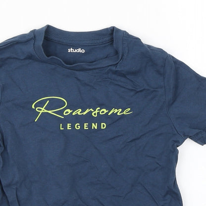 Studio Girls Blue  Cotton Basic T-Shirt Size 3-4 Years Round Neck  - Roarsome, Legend