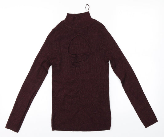 F&F Womens Red Round Neck  Viscose Pullover Jumper Size 10