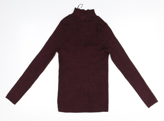 F&F Womens Red Round Neck  Viscose Pullover Jumper Size 10