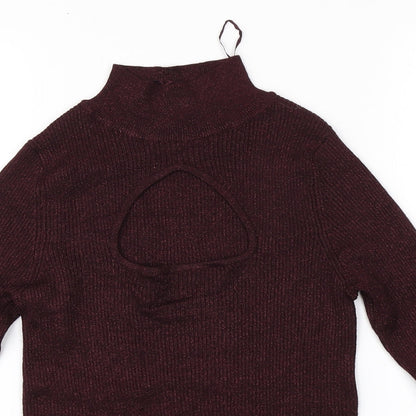 F&F Womens Red Round Neck  Viscose Pullover Jumper Size 10