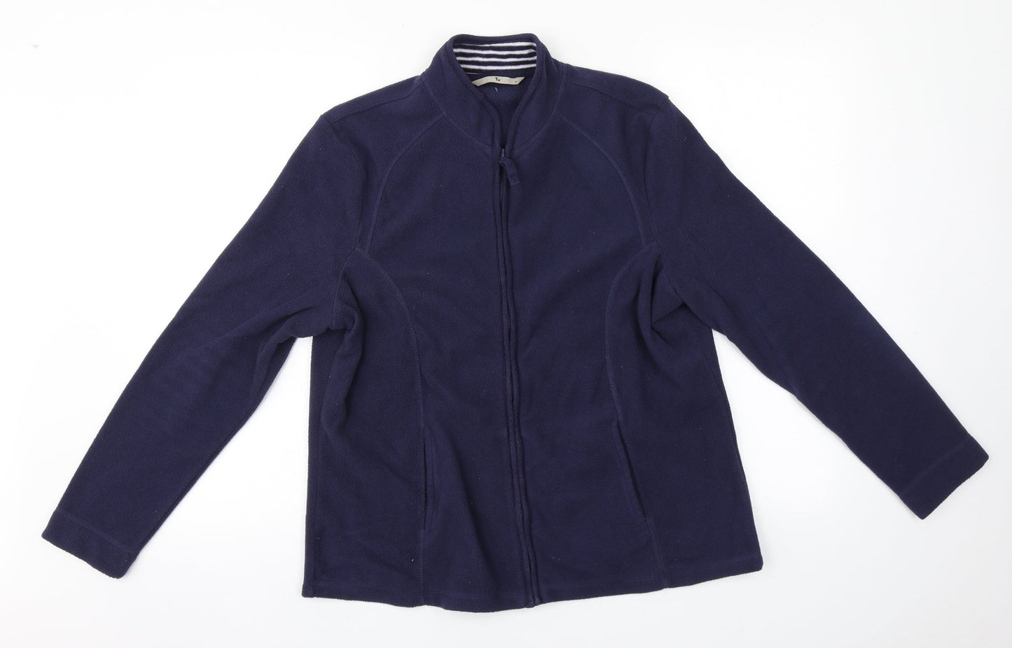 TU Womens Blue Crew Neck  Polyester Full Zip Jumper Size 16