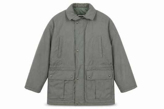 Front view of Dannimac women’s green overcoat jacket, size UK 42