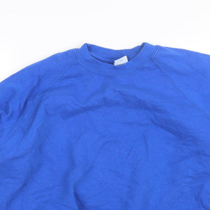 Fruit of the Loom Womens Blue Round Neck  Cotton Pullover Jumper Size L