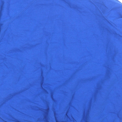 Fruit of the Loom Womens Blue Round Neck  Cotton Pullover Jumper Size L