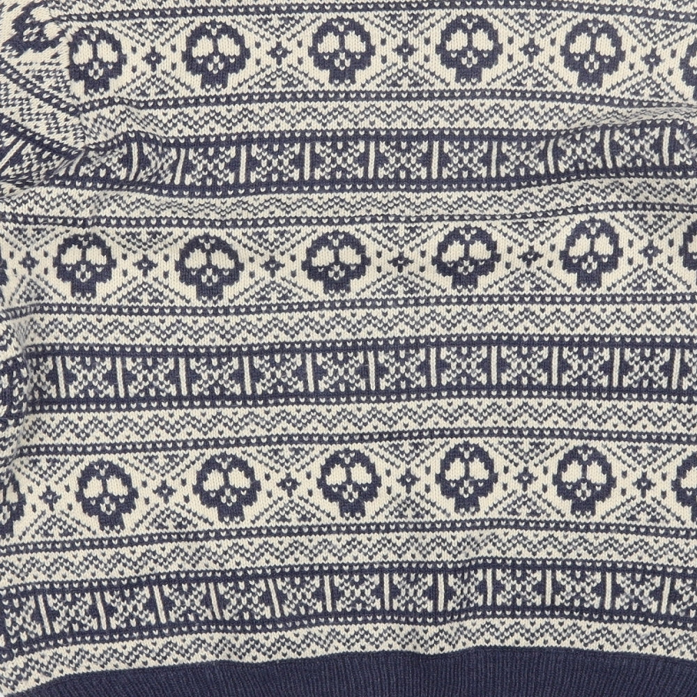 Cedar Wood State Mens Blue Round Neck Fair Isle Acrylic Pullover Jumper Size XL