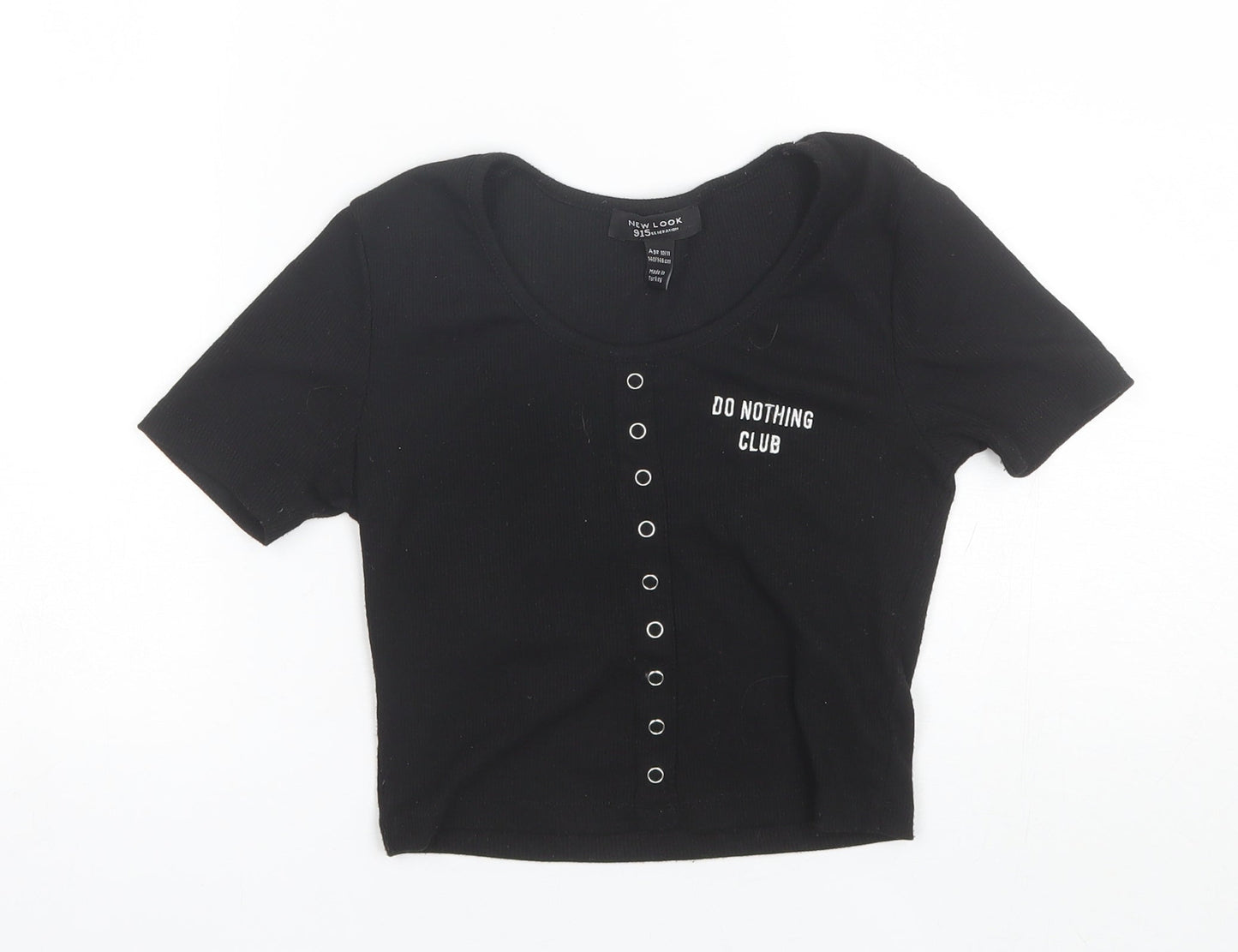 New Look Girls Black  Polyester Basic T-Shirt Size 10-11 Years Round Neck