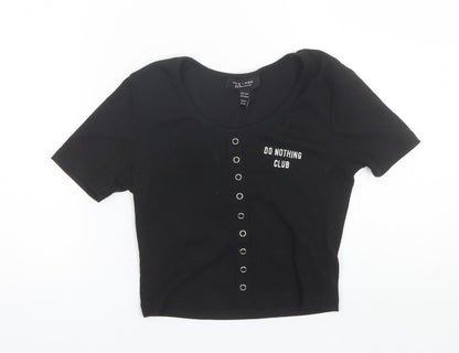 New Look Girls Black  Polyester Basic T-Shirt Size 10-11 Years Round Neck