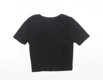 New Look Girls Black  Polyester Basic T-Shirt Size 10-11 Years Round Neck