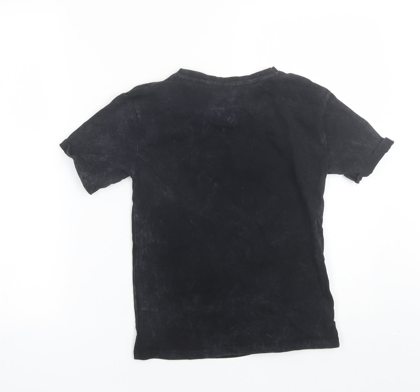 F&F Girls Black  Cotton Basic T-Shirt Size 6-7 Years Round Neck