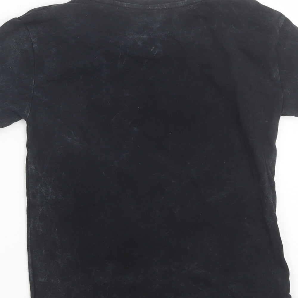 F&F Girls Black  Cotton Basic T-Shirt Size 6-7 Years Round Neck