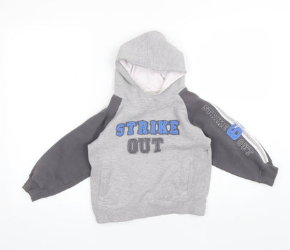 St Bernard Boys Grey  Cotton Pullover Hoodie Size 7 Years