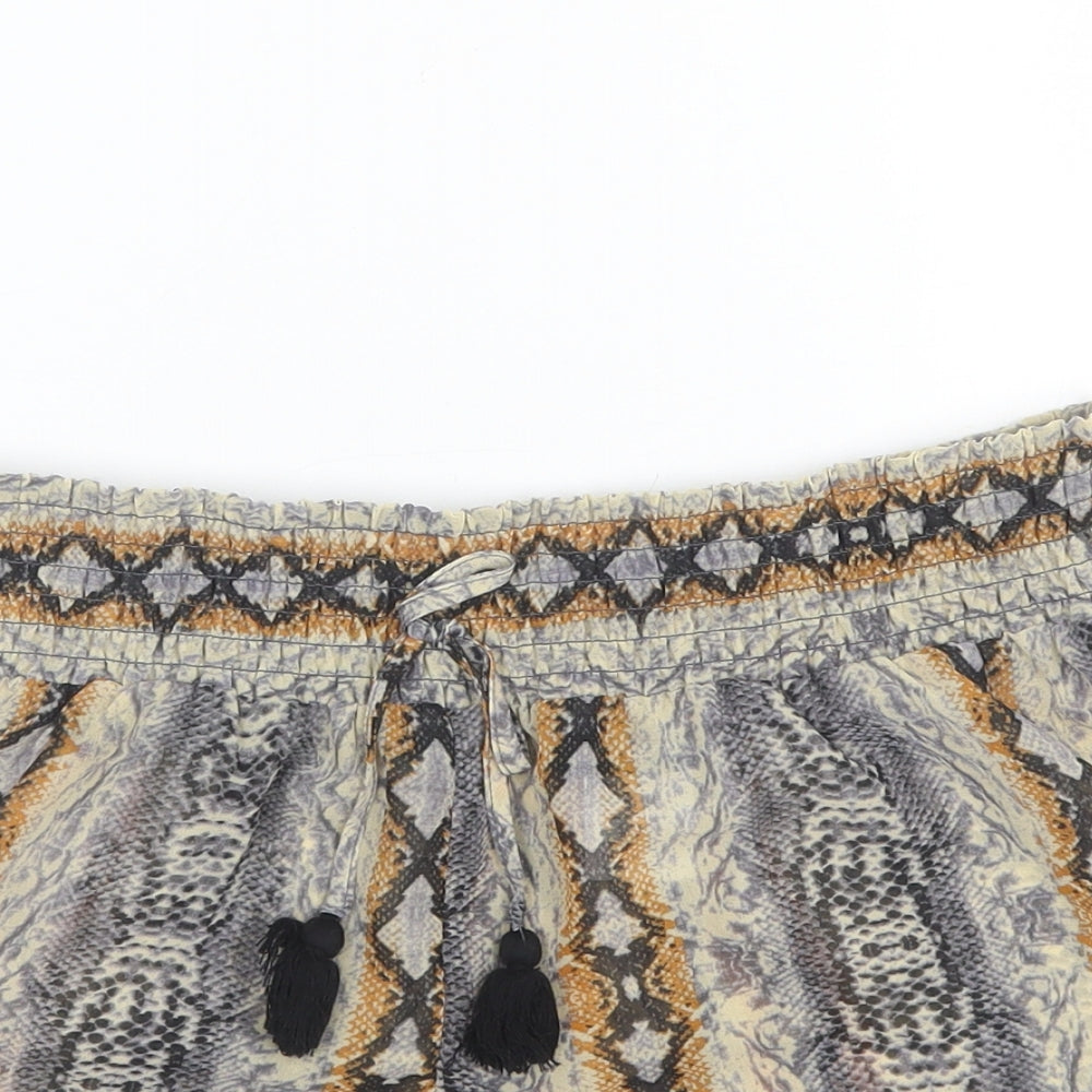 Etam Womens Grey Animal Print Polyester Culotte Shorts Size M L3 in Regular