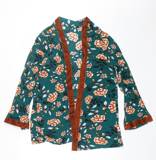 Boohoo Womens Green V-Neck Floral Viscose Shrug Jumper Size 8