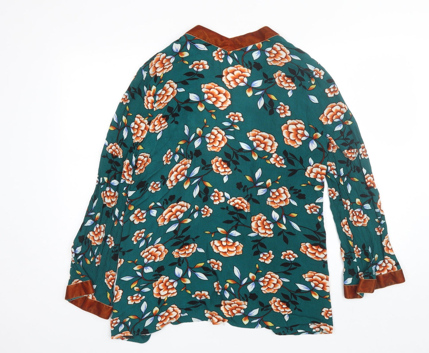 Boohoo Womens Green V-Neck Floral Viscose Shrug Jumper Size 8