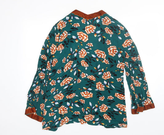 Boohoo Womens Green V-Neck Floral Viscose Shrug Jumper Size 8