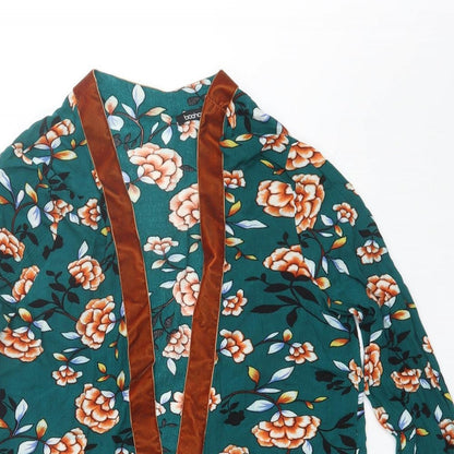 Boohoo Womens Green V-Neck Floral Viscose Shrug Jumper Size 8