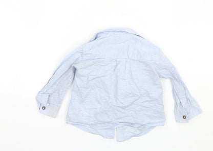 Back view of Next Baby Blue Cotton Basic Button-Up, size 6-9, Months Collared