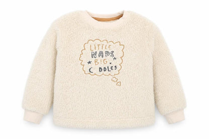Front view of George boys’ beige round neck polyester jumper, size 3-4, years