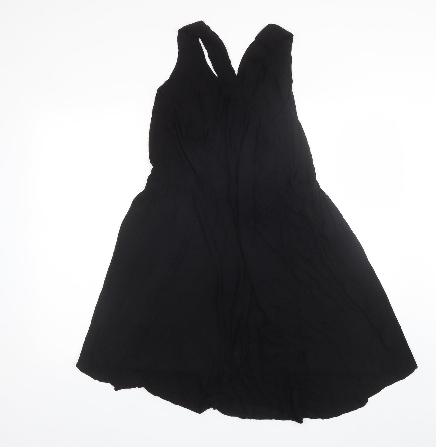H&M Womens Black  Viscose Shift  Size L  V-Neck