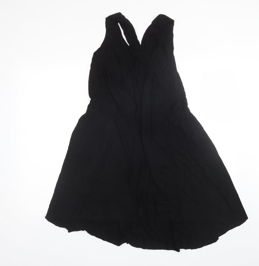 H&M Womens Black  Viscose Shift  Size L  V-Neck