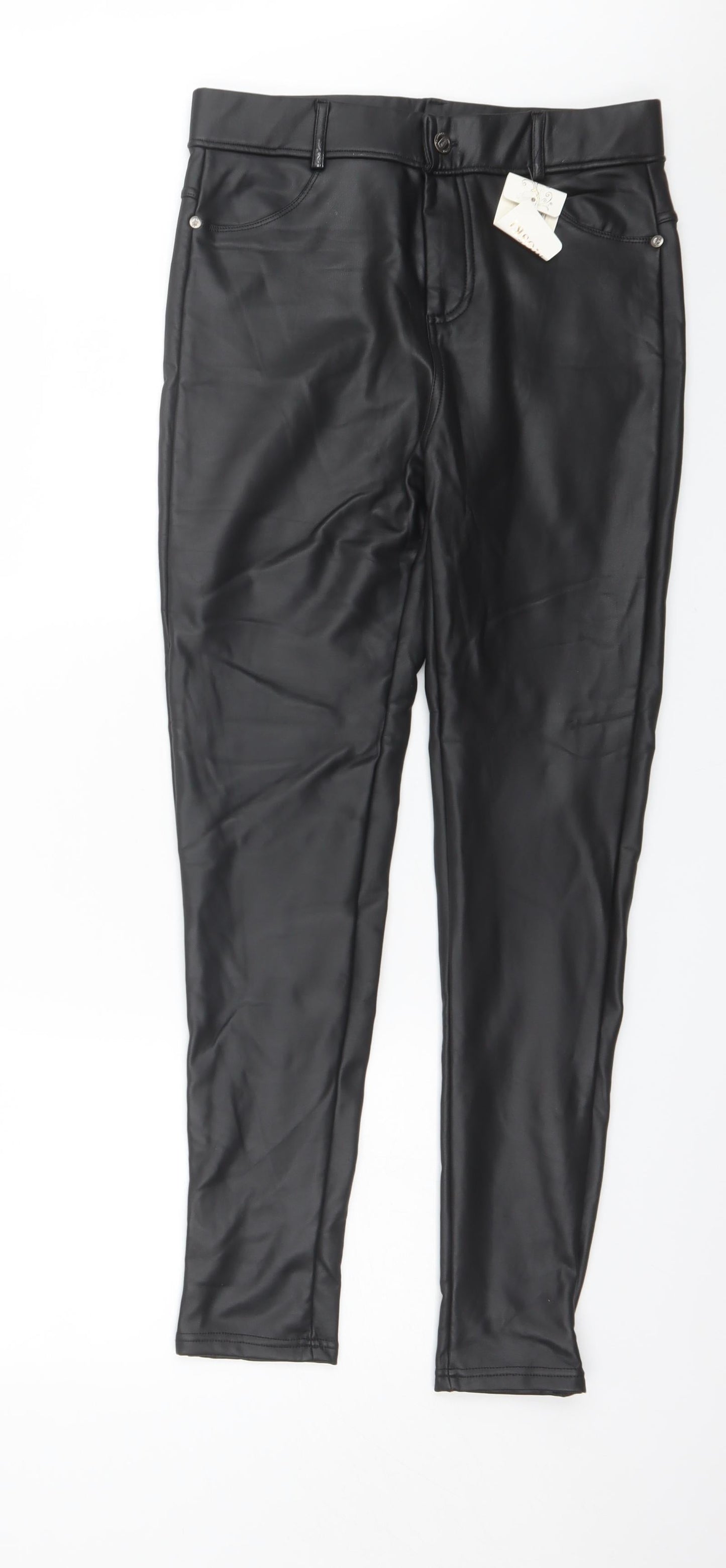 Moski Womens Black  Polyester Trousers  Size XL L27 in Regular