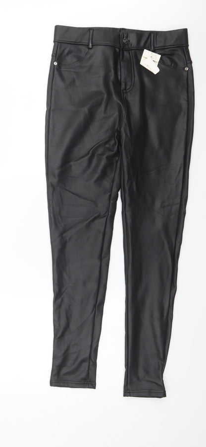 Moski Womens Black  Polyester Trousers  Size XL L27 in Regular