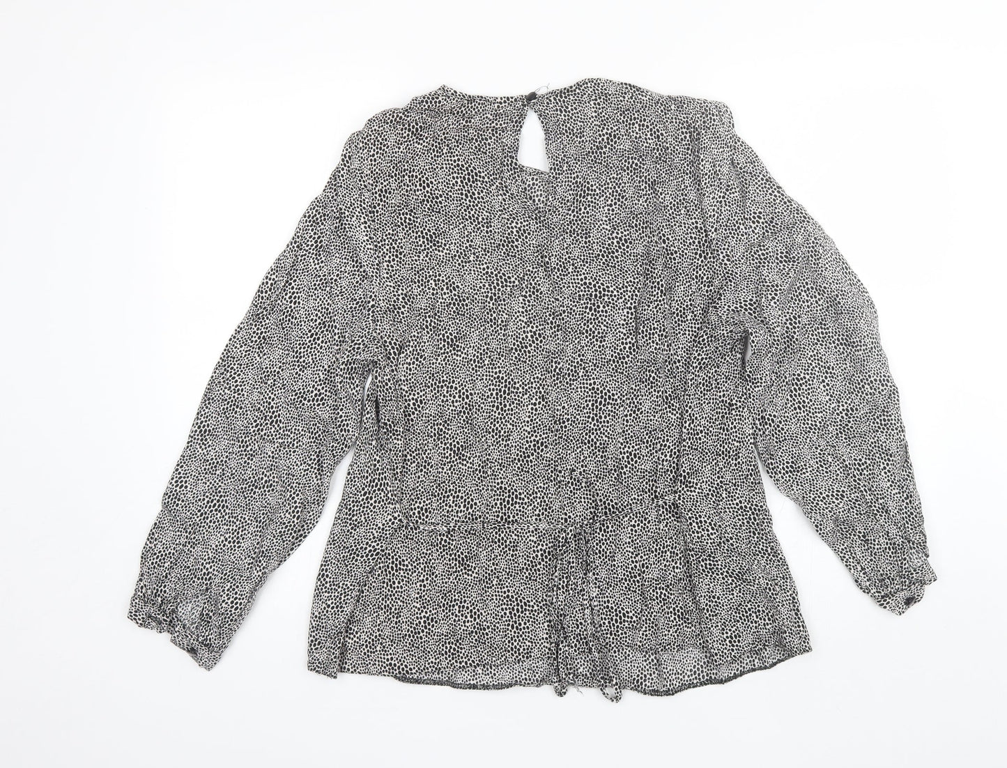 Primark Womens Black Animal Print Viscose Basic Blouse Size 10 Round Neck