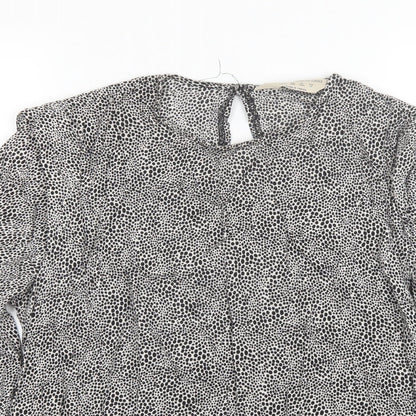 Primark Womens Black Animal Print Viscose Basic Blouse Size 10 Round Neck