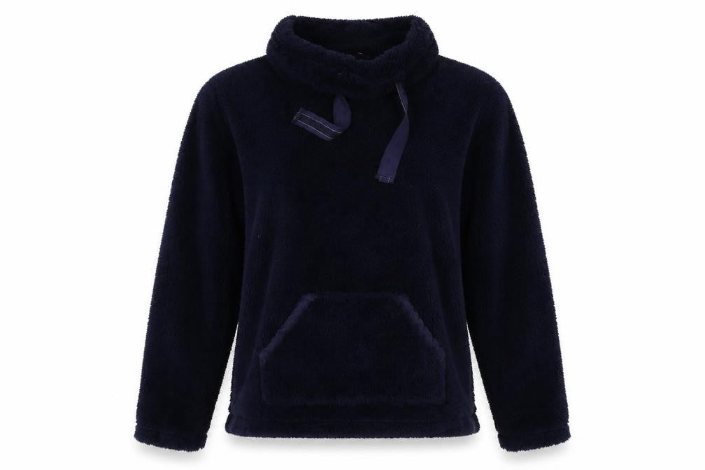 Front view of Avenue women’s blue polyester top lounge set, size M