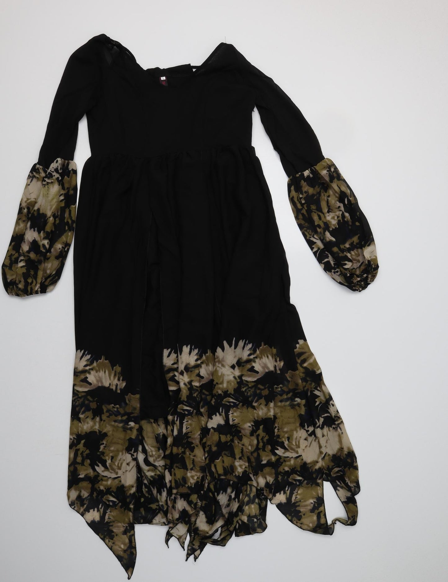Wangazu Womens Black Animal Print Polyester Fit & Flare  Size S  V-Neck