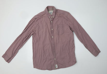 George Mens Pink Polka Dot Cotton  Button-Up Size L Collared