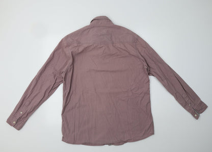 George Mens Pink Polka Dot Cotton  Button-Up Size L Collared