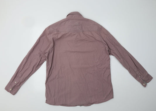 George Mens Pink Polka Dot Cotton  Button-Up Size L Collared