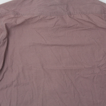 George Mens Pink Polka Dot Cotton  Button-Up Size L Collared