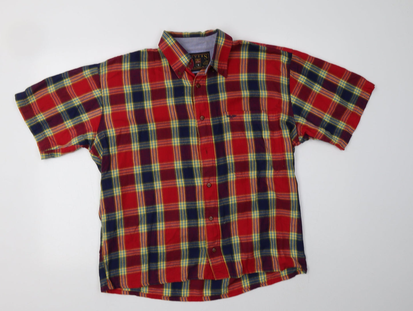 Rivers Mens Red Check Cotton  Button-Up Size S Collared